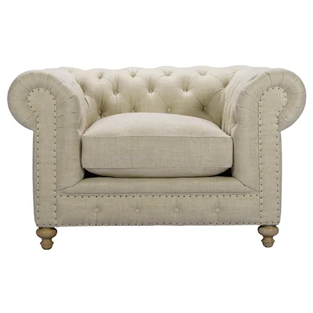 Cigar Club Arm Chair with Deep Tufted Seat Accents